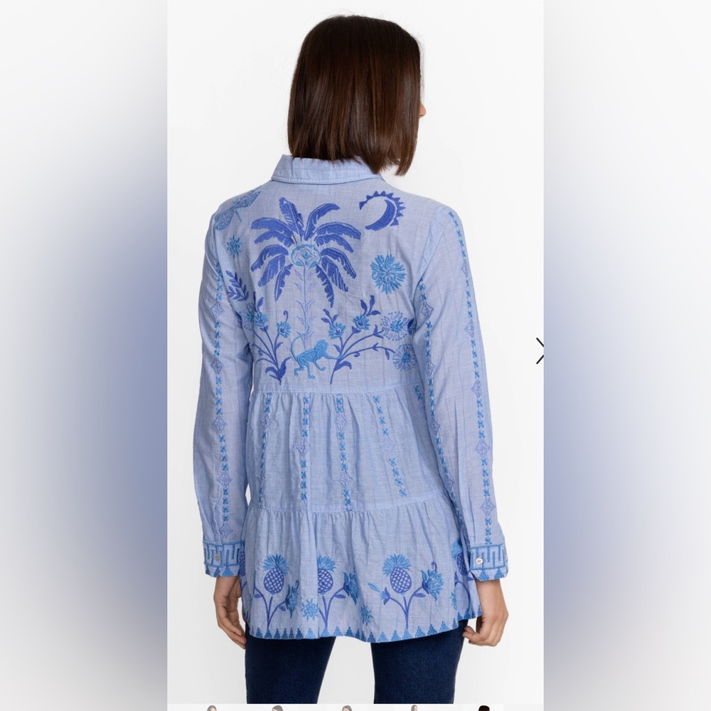 JOHNNY WAS TARRA TIERED SHIRT TUNIC Size XL - Picture 2 of 16